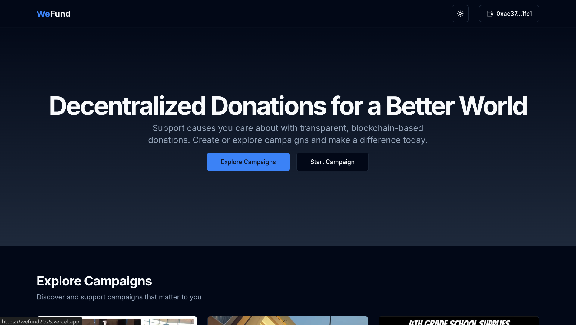 Wefund - Decentralized crowdfunding platform